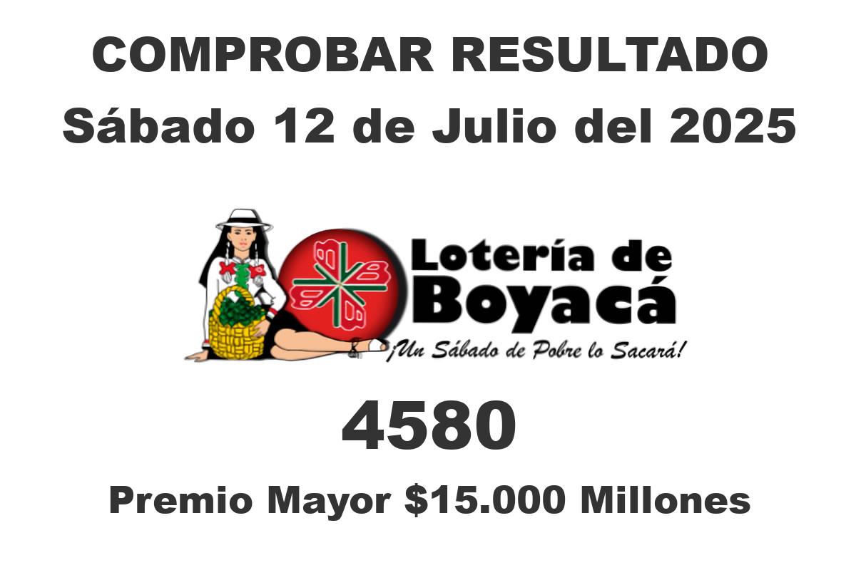 Loteria de Boyaca Sábado 12 de Julio del 2025