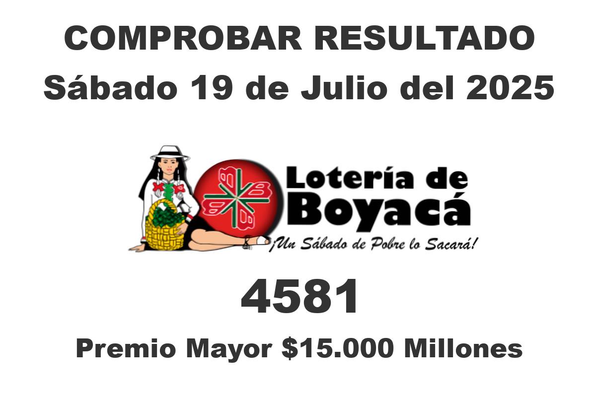 Loteria de Boyaca Sábado 19 de Julio del 2025