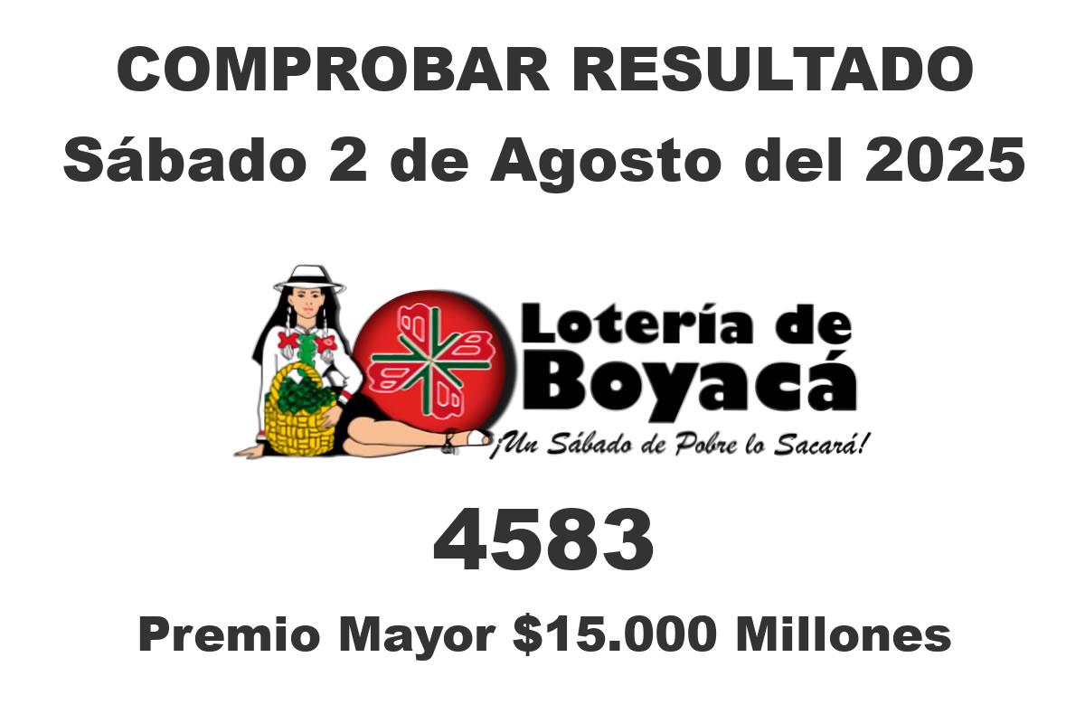 Loteria de Boyaca Sábado 2 de Agosto del 2025 Loteria de Boyaca Sábado 2 de Agosto del 2025