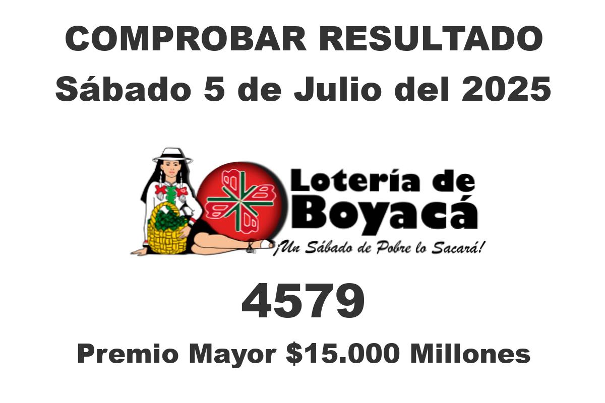 Loteria de Boyaca Sábado 5 de Julio 2025
