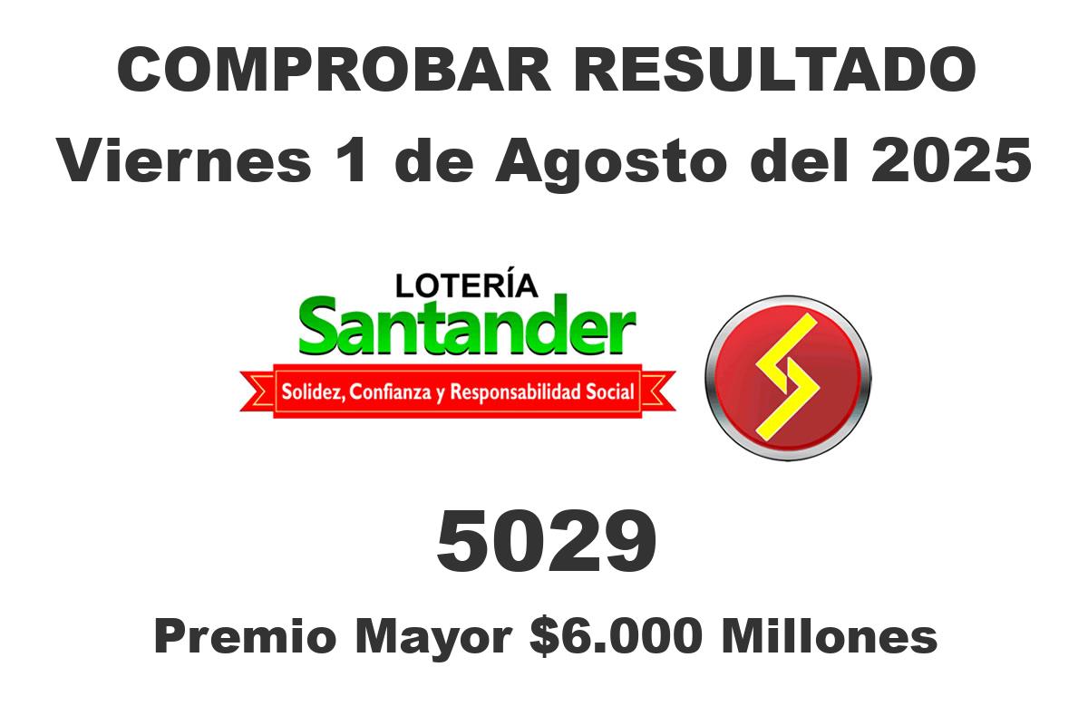 Lotería de Santander Viernes 1 de Agosto del 2025 Lotería de Santander Viernes 1 de Agosto del 2025