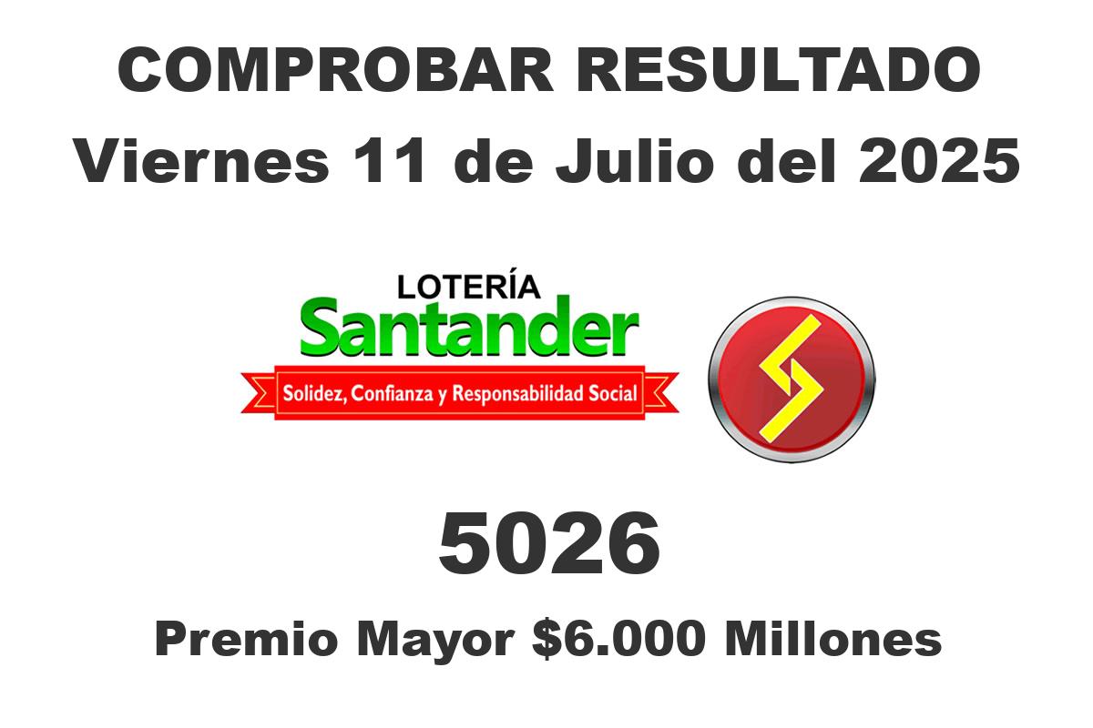 Lotería de Santander Viernes 11 de Julio del 2025