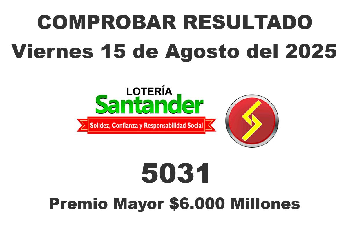 Lotería de Santander Viernes 15 de Agosto del 2025