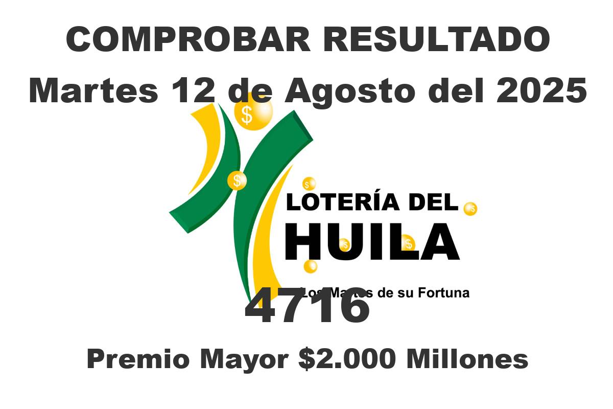 Lotería del Huila Martes 12 de Agosto del 2025