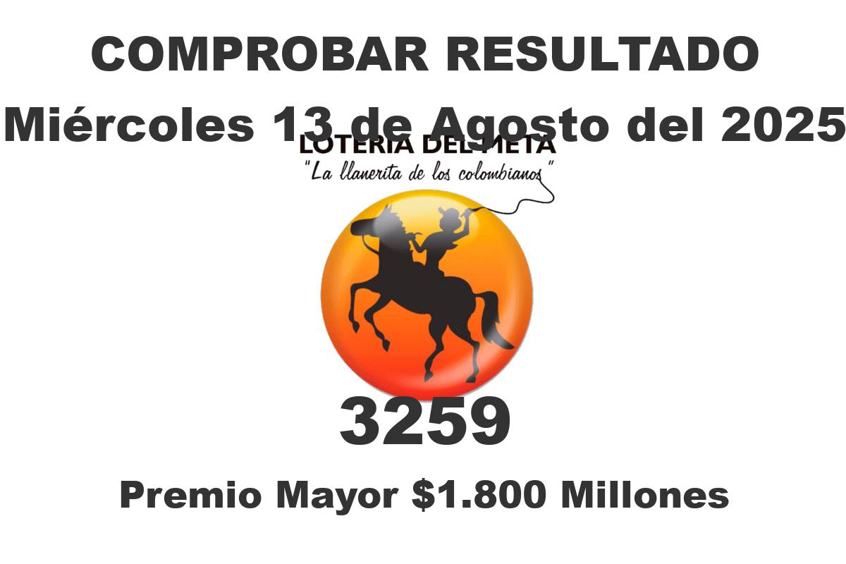 Lotería del Meta Miércoles 13 de Agosto del 2025 Lotería del Meta Miércoles 13 de Agosto del 2025