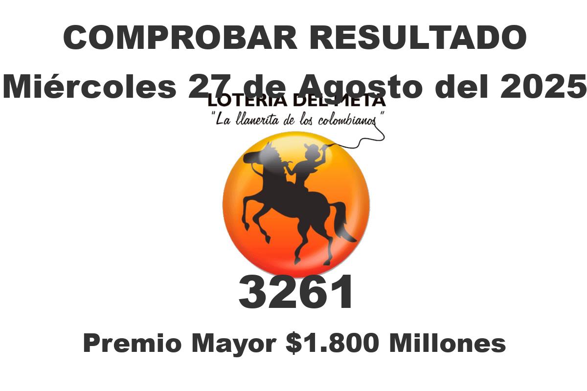 Lotería del Meta Miércoles 27 de Agosto del 2025 Lotería del Meta Miércoles 27 de Agosto del 2025