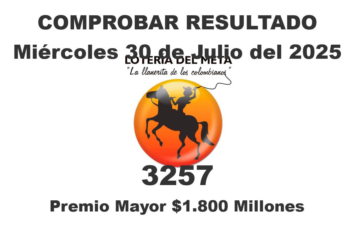 Lotería del Meta Miércoles 30 de Julio del 2025 Lotería del Meta Miércoles 30 de Julio del 2025