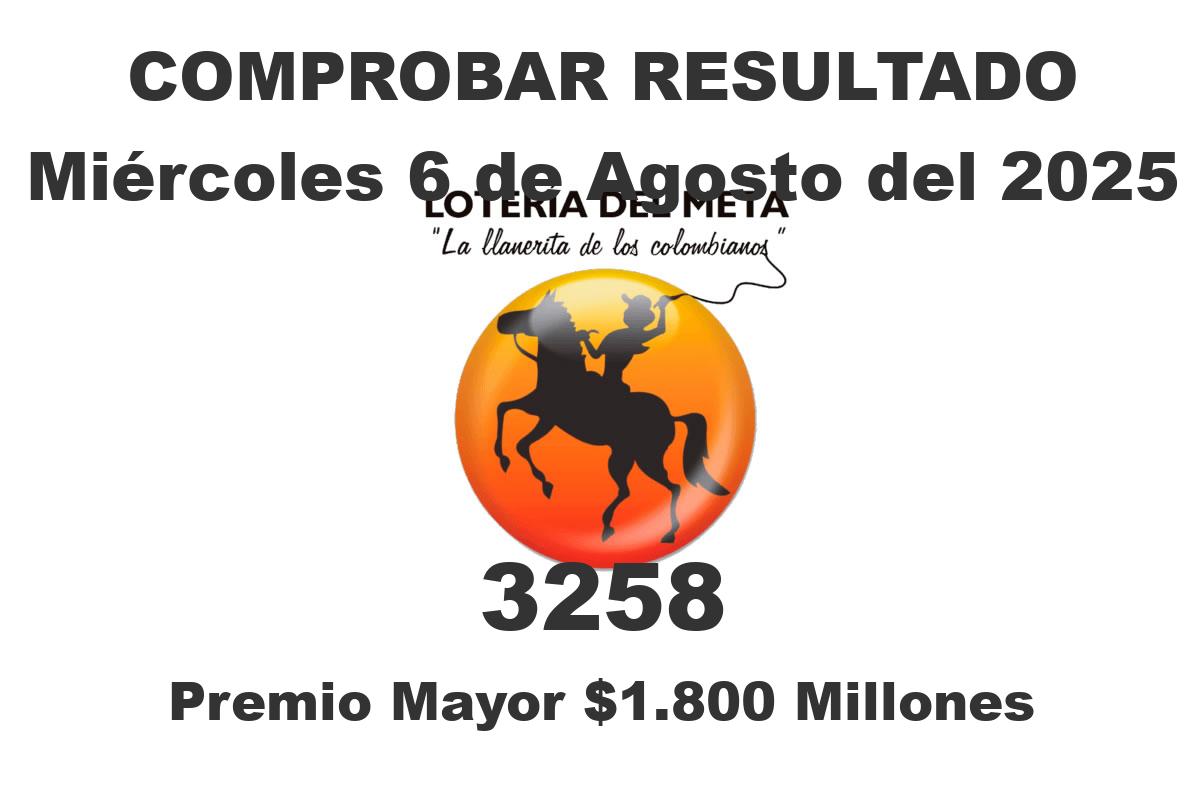 Lotería del Meta Miércoles 6 de Agosto del 2025