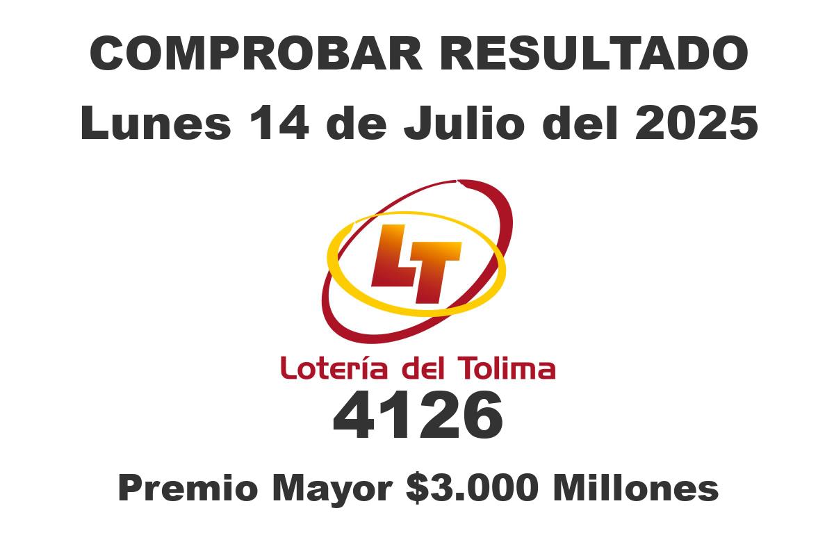 Lotería del Tolima Lunes 14 de Julio del 2025