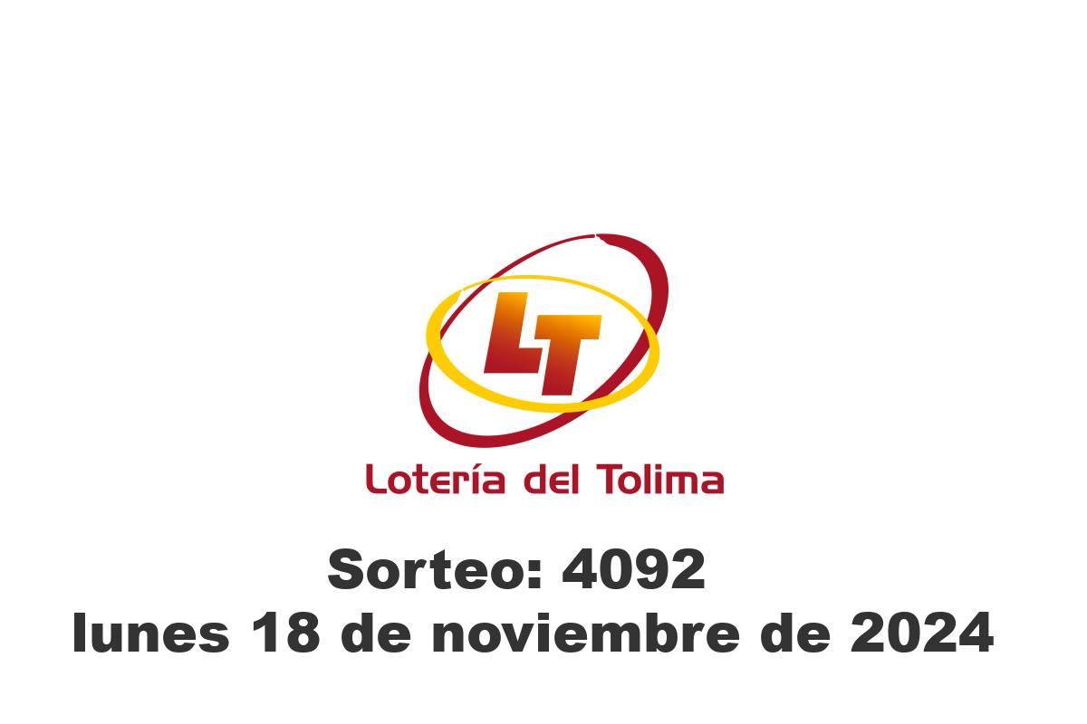 Lotería del Tolima Lunes 18 de Noviembre del 2024