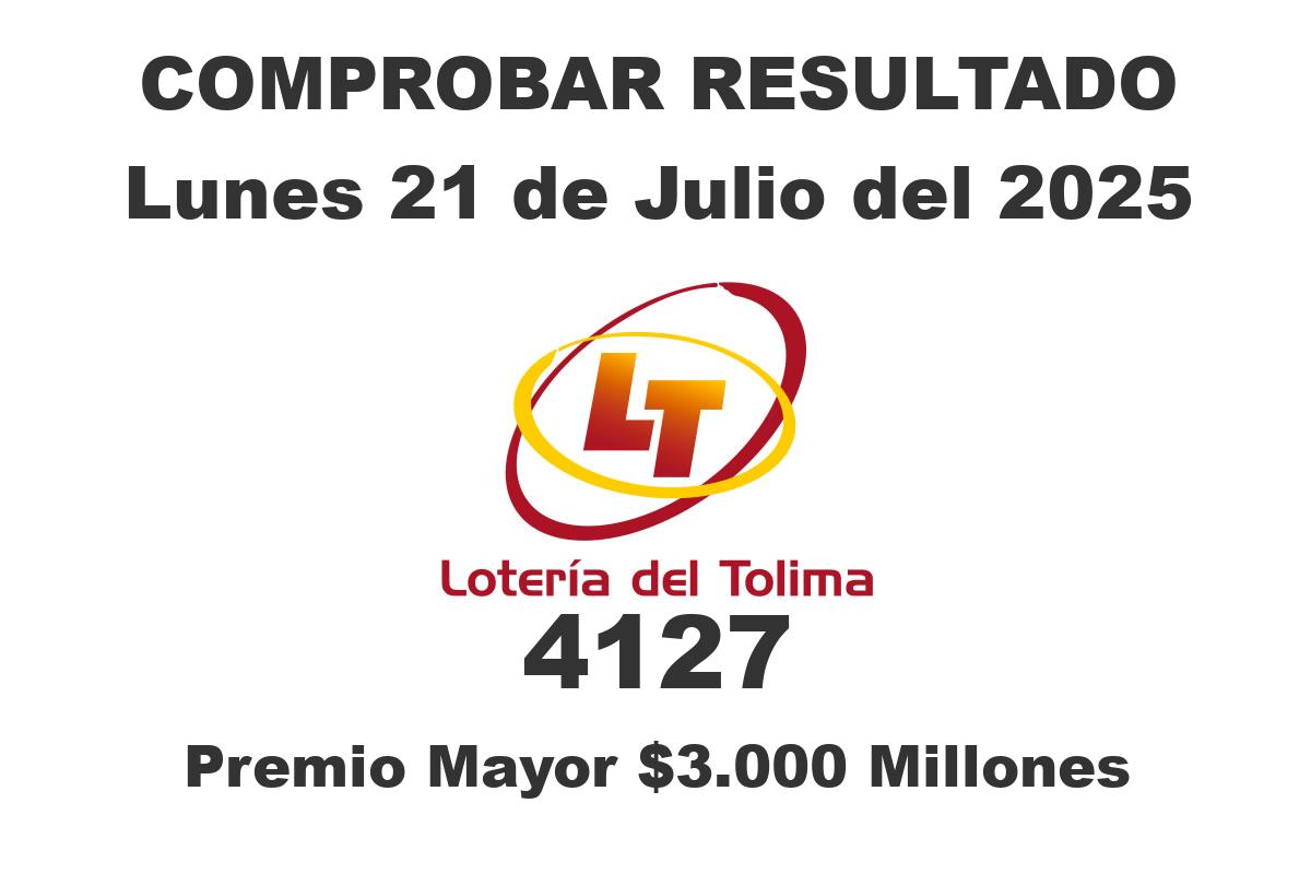Lotería del Tolima Lunes 21 de Julio del 2025